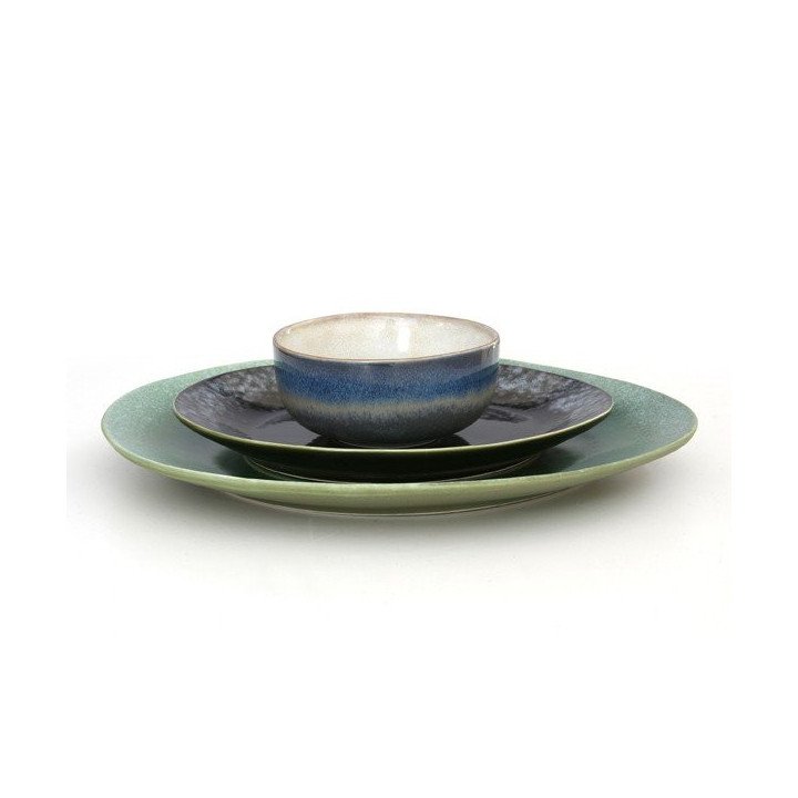70s ceramics: dinner plate, green (set of 2)