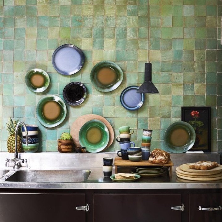 70s ceramics: dinner plate, green (set of 2)