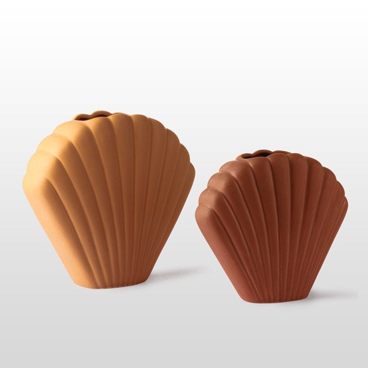 Ceramic shell vase terra L, HK Living