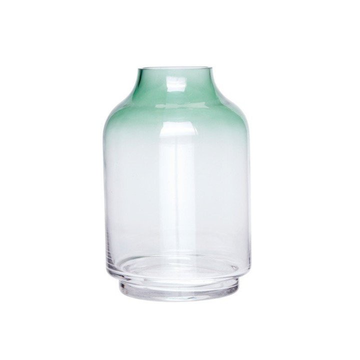 Florero bajo de Cristal con degradé verde