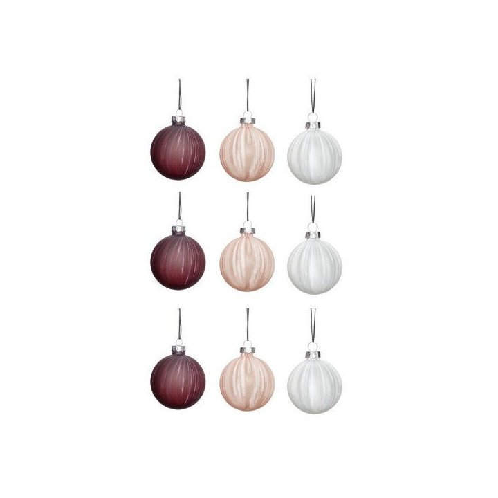 Bolas de Navidad Blanca / Beige /Morada Set/ 9