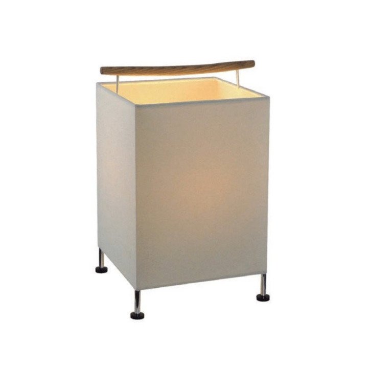 Lámpara de sobremesa con asa en madera