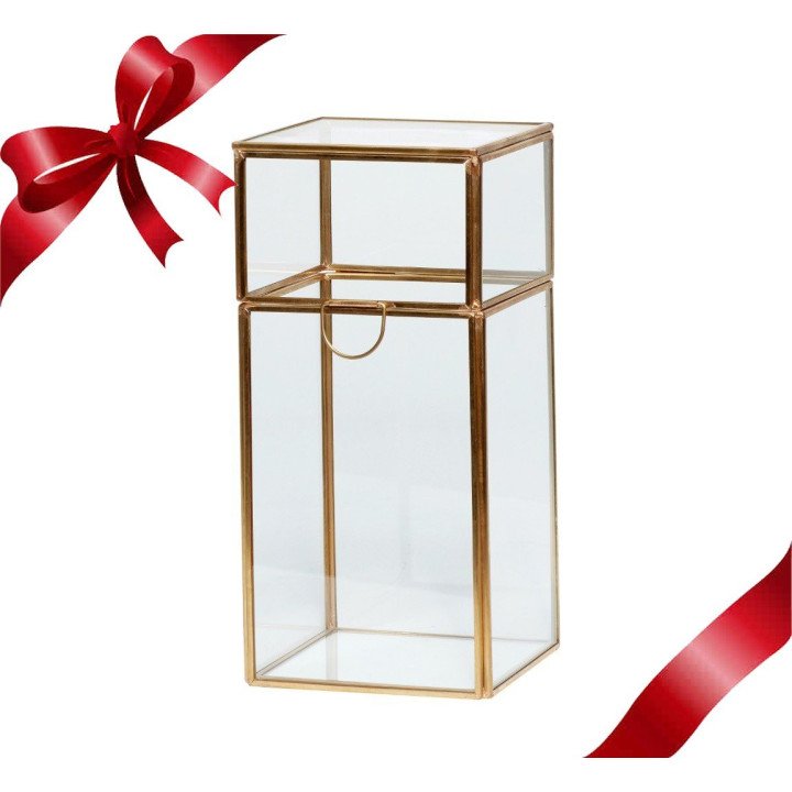 Caja en cristal y latón vertical