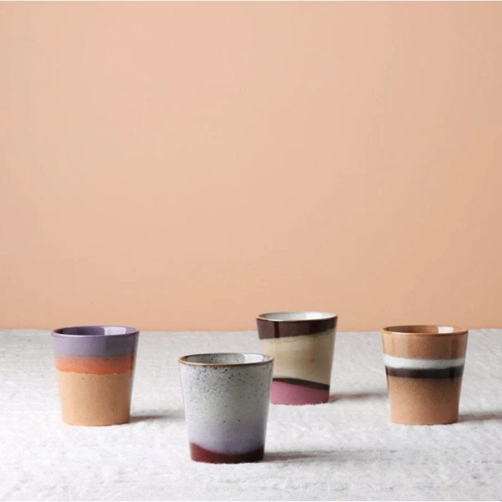 70s ceramic mug Sunset, Hkliving (set de 4)