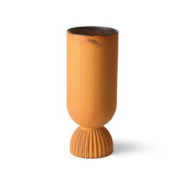 Jarrón Ceramic flower vase ribbed base rustic, HKLiving