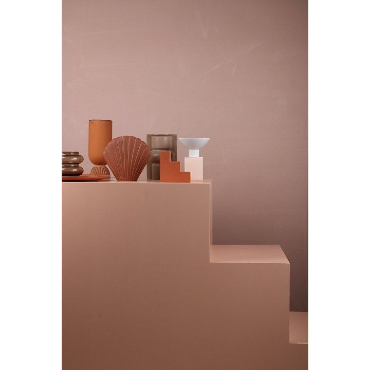 Jarrón Ceramic flower vase ribbed base rustic, HKLiving