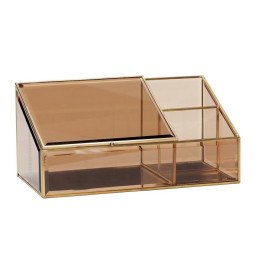 Caja inclinada de latón y cristal marrón, Hübsch