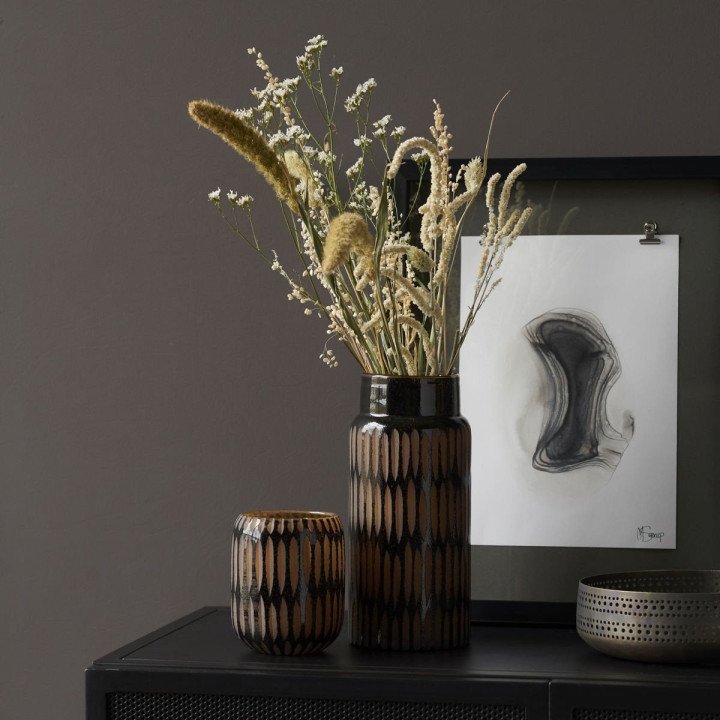 Jarrón Vase PIMPRI Marrón/Negro (alto), House Doctor