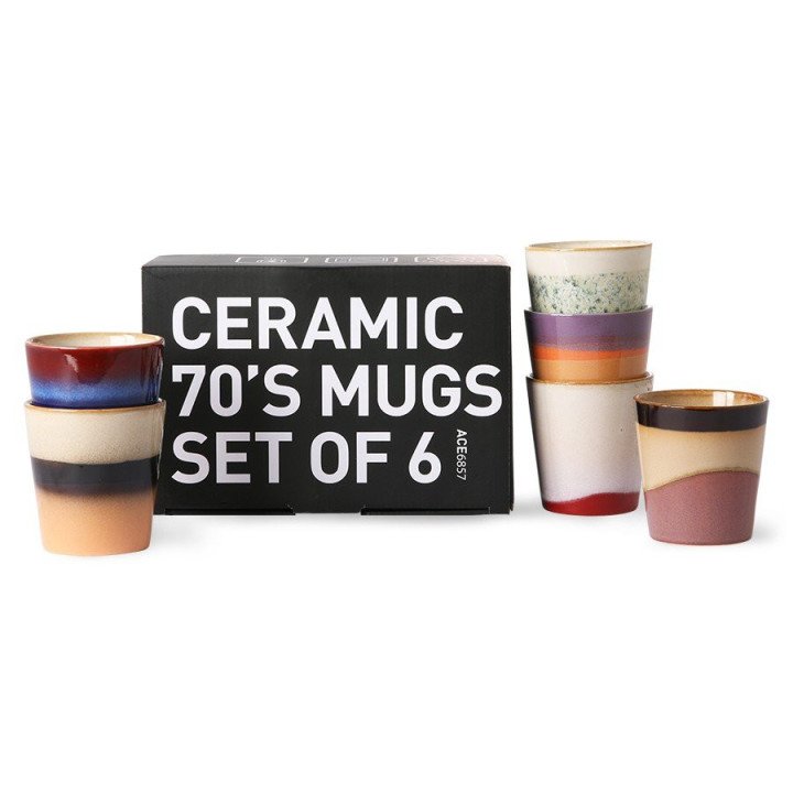 70s ceramics: coffee mugs (set of 6), HKLiving