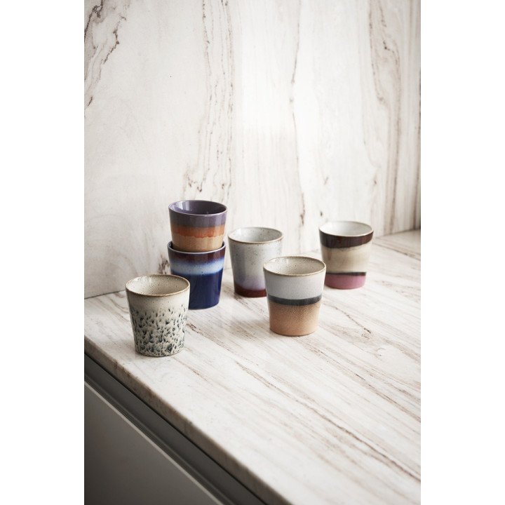 70s ceramics: coffee mugs (set of 6), HKLiving