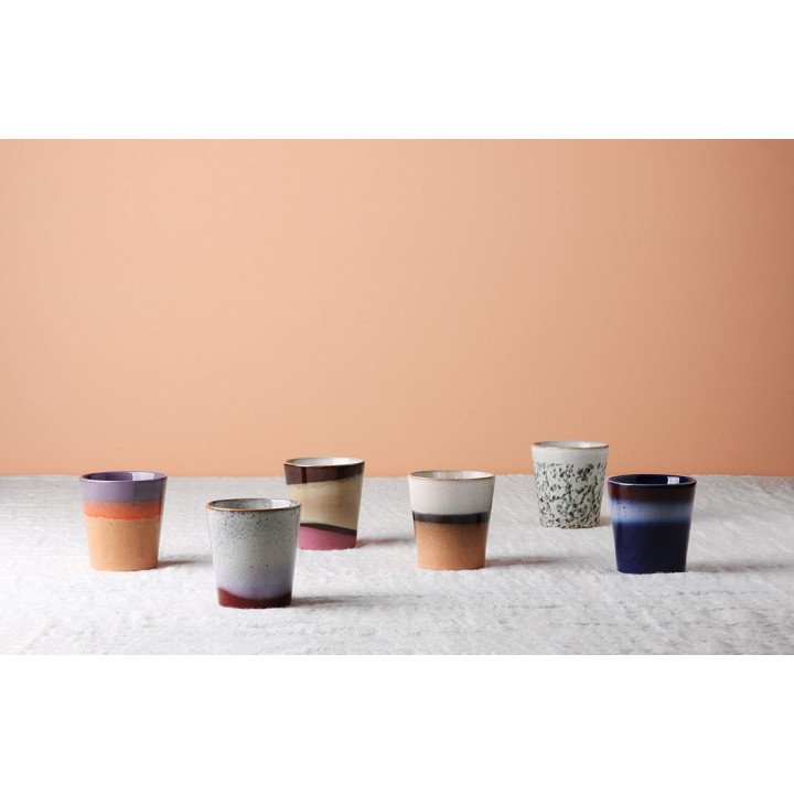 70s ceramics: coffee mugs (set of 6), HKLiving