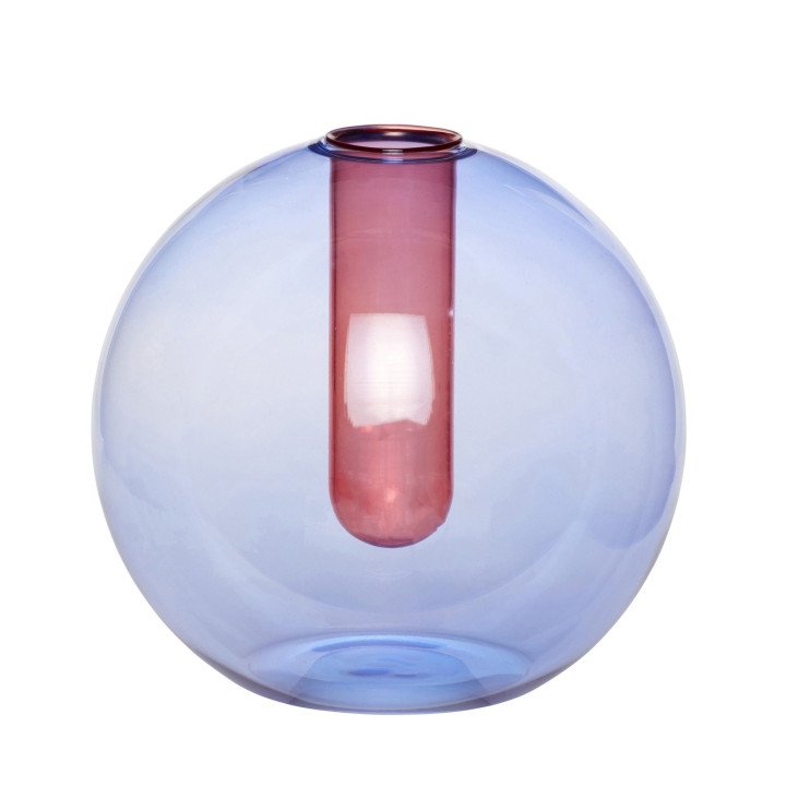 Jarrón/ florero de dos piezas en Azul y Rosa de Hübsch
