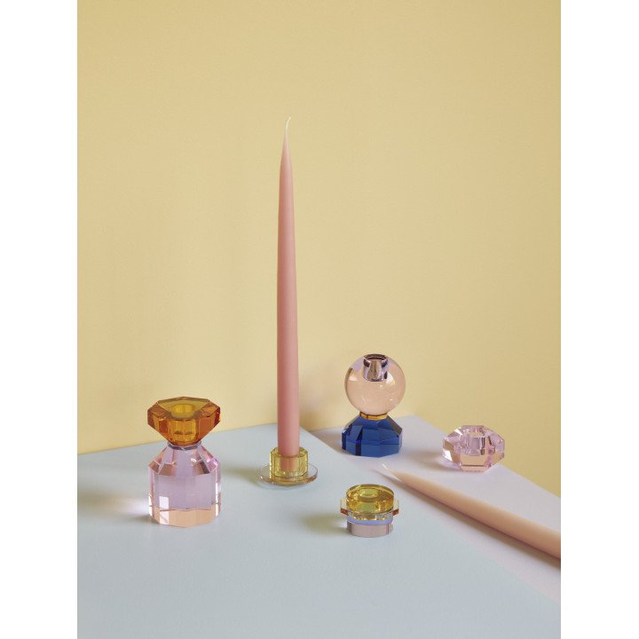 Candlestick, glass, amber/purple, s/2, Hübsch