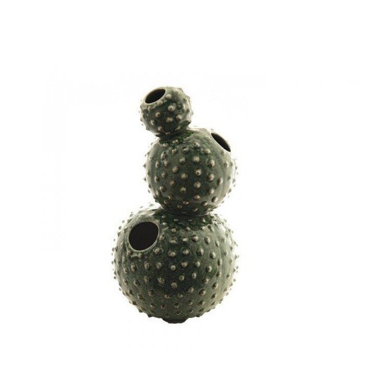 Jarrón con forma de cactus verde