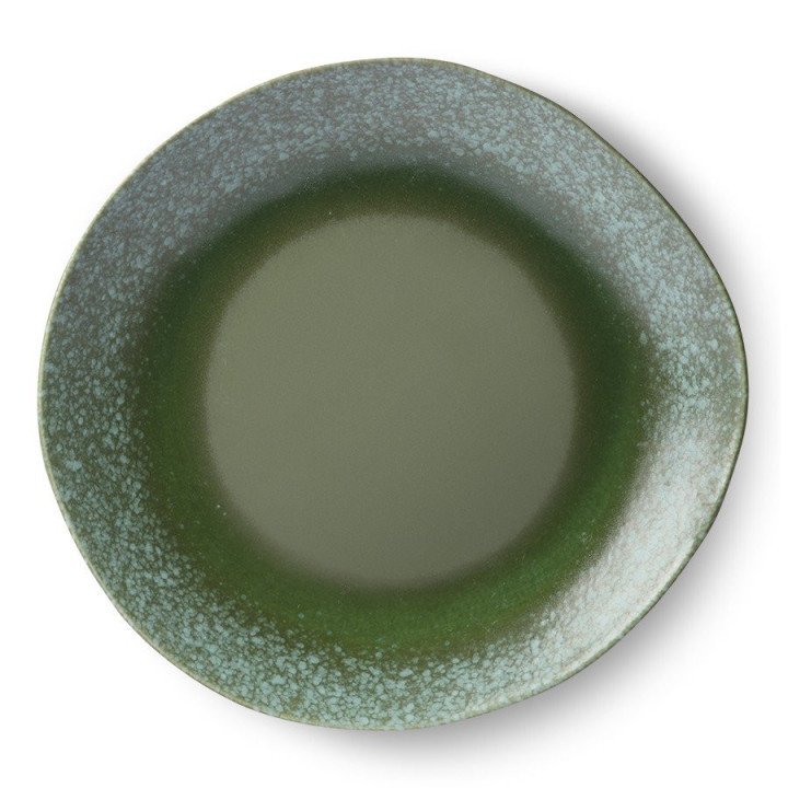70s ceramics: dinner plate, green (set of 2)