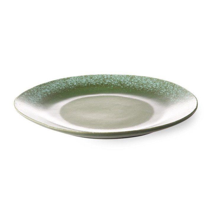 70s ceramics: dinner plate, green (set of 2)